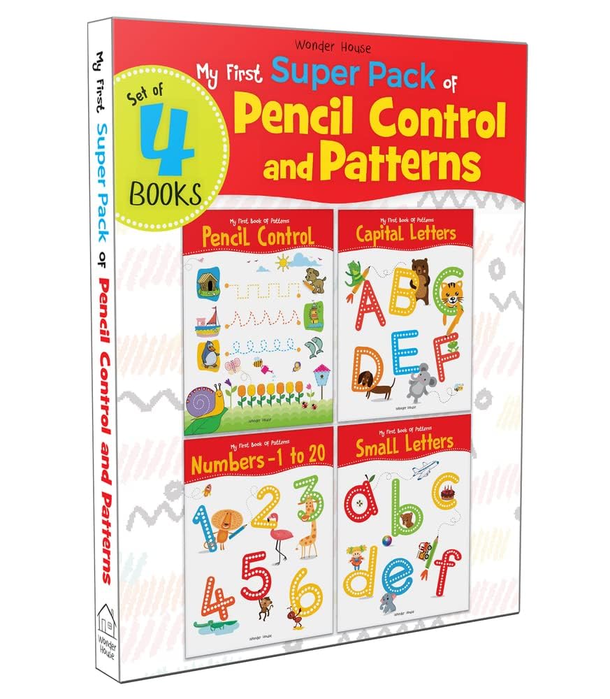 My First Super Boxset of Pencil Control and Patterns : Pack of 4 interactive activity books to practice Patterns, Numbers and Alphabet - Retail Maharaj