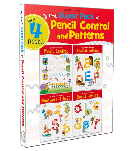My First Super Boxset of Pencil Control and Patterns : Pack of 4 interactive activity books to practice Patterns, Numbers and Alphabet - Retail Maharaj