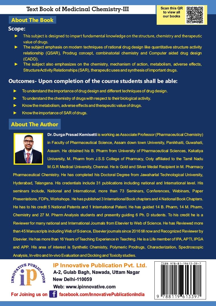 Text Book of Medicinal Chemistry-III for the Students of B.Pharm 6th Semester (First Edition, 2024) - Retail Maharaj