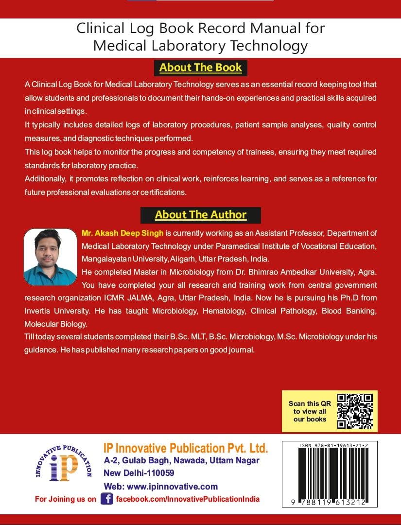Clinical Log Book Record Manual for Medical Laboratory Technology - Retail Maharaj