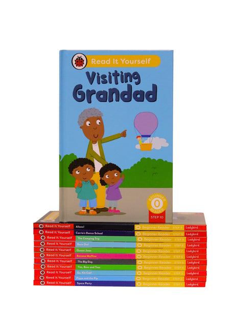 Read It Yourself with Ladybird: Phonics Readers Level 0: 12 Books Collection Box Set (Space Party, Pippa and the Pip, Go, Kit Cat!, Tim, Bess and Tess, The Big Dog, Banana Muffins and More) - Retail Maharaj