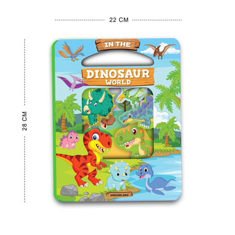 In the Dinosaurs World Die Cut Window Board Book for Kids Age 3+ | Early Learning Picture Book with Fun Dinosaur Facts, Bright Pages & Die-Cut Shape Design for Easy Page Turning - Retail Maharaj