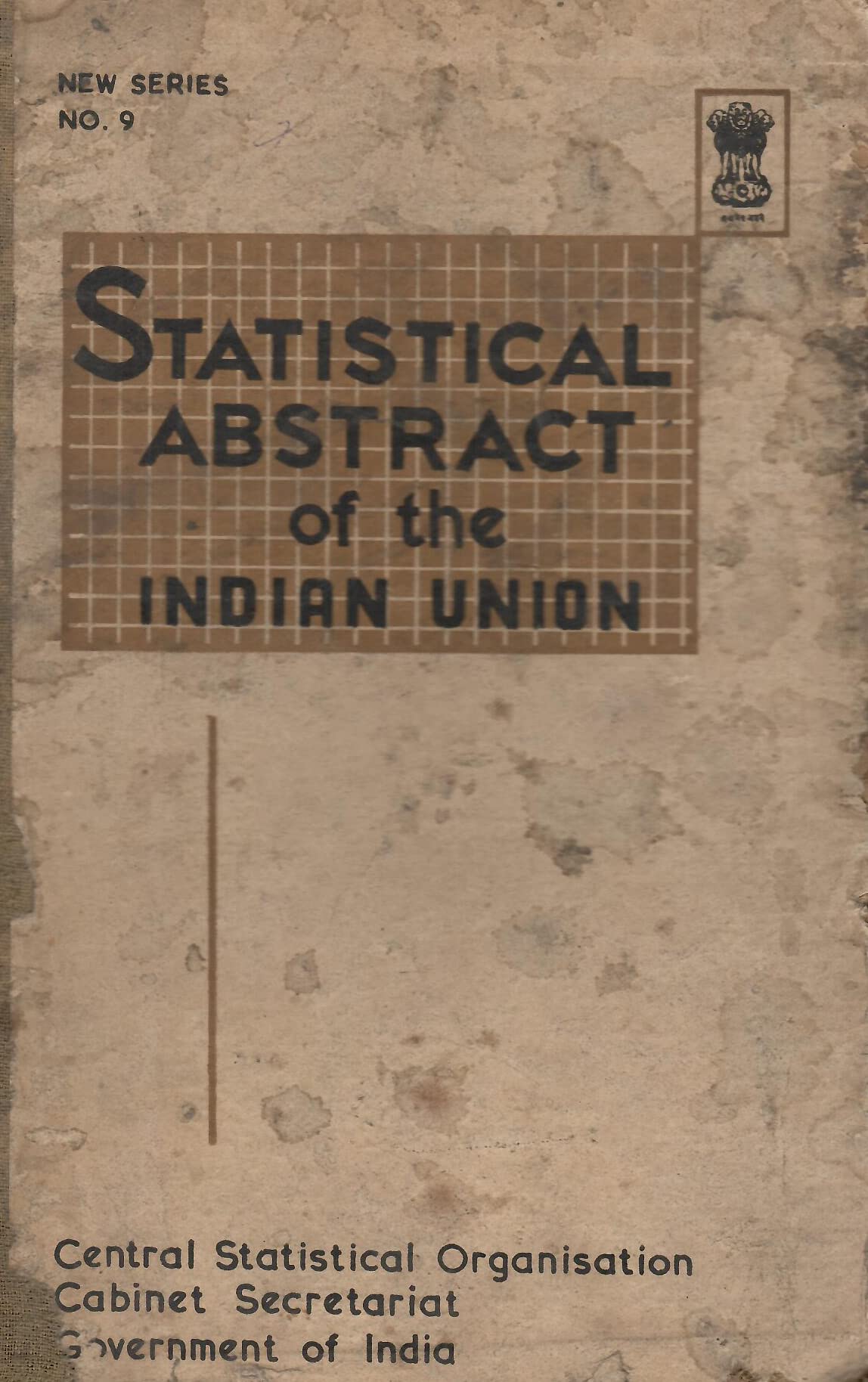 Statistical Abstract of the Indian Union 1958-59 [Hardcover] Central Statistical Organisation and Govt. of Indai