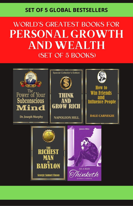 Worlds Greatest Books For Personal Growth & Wealth (Set Of 5 Books): Perfect Motivational Gift Set (Think And Grow Rich|How To Win Friends & Influence People|The Power Of Your Subconscious Mind - Retail Maharaj