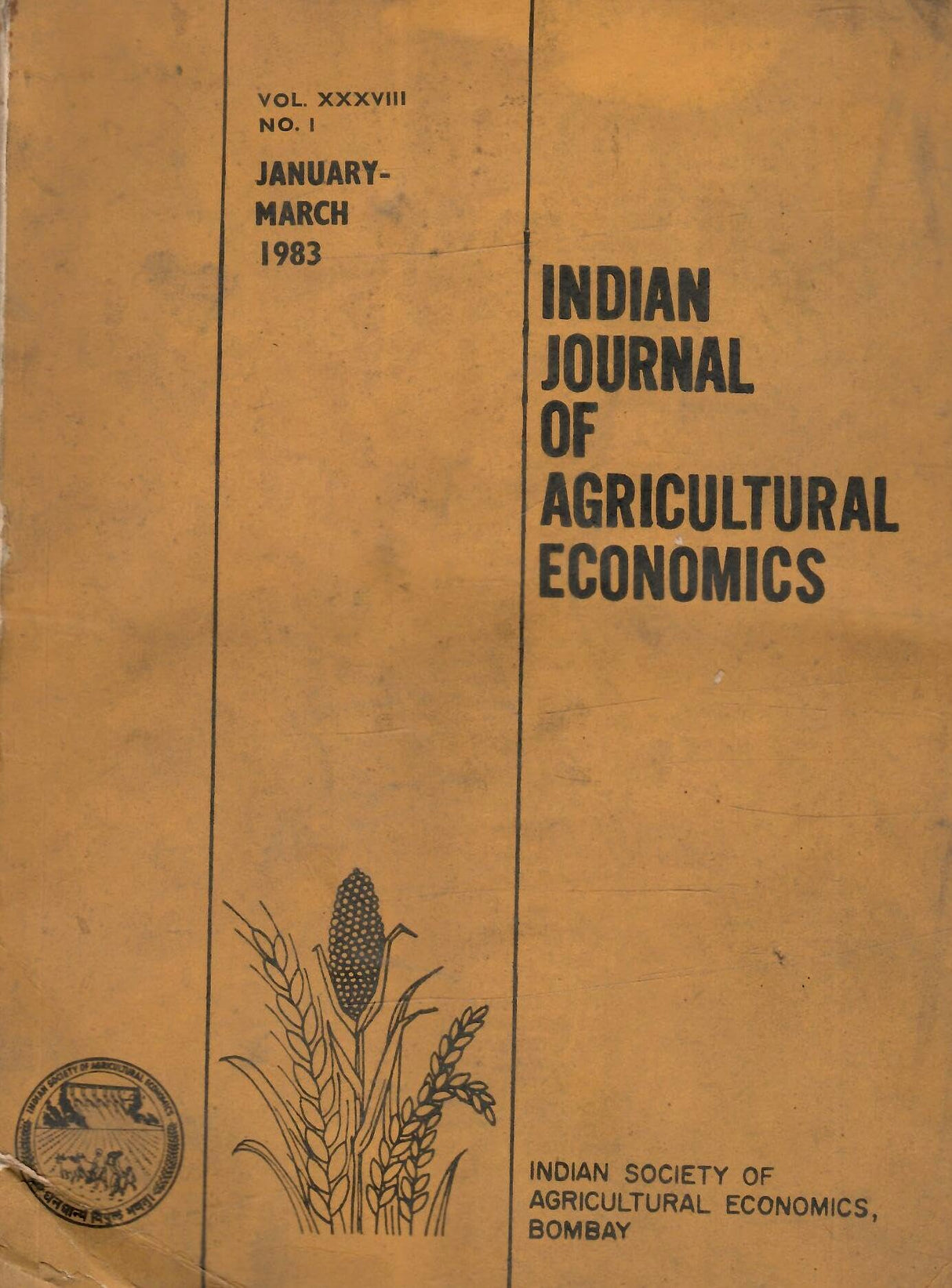 Indian Journal Of Agricultural Economics - Vol. XXXVIII , Nos. 1 to 4 ( January-March 1983 to October-December 1983 ) ( Set Of 4 Books )