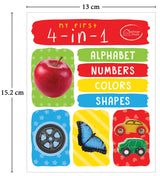 My First 4 in 1: Alphabet, Numbers, Colours, Shapes | Padded Board Book for Kids | Learn ABC, 123, Basic Colours & Shapes with Bright Pictures | Early Learning Book for Babies, Toddlers & Preschoolers | Ages 0–5 Years - Retail Maharaj