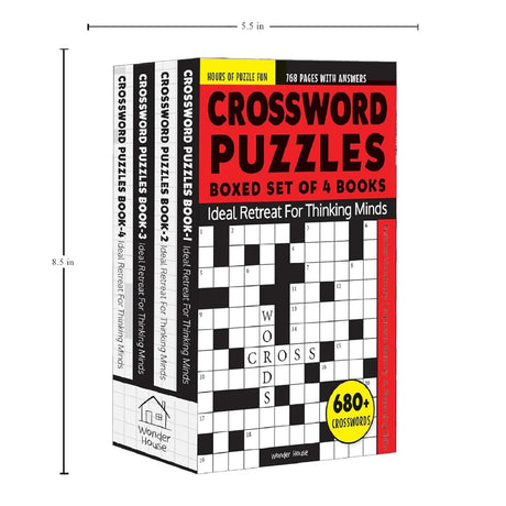 Crossword Puzzles Boxed Set (Set of 4 Books): Fun Word Games to Boost Vocabulary & Spelling | Ages 7–12 | 200+ Brain-Teasing Puzzles for Kids - Retail Maharaj