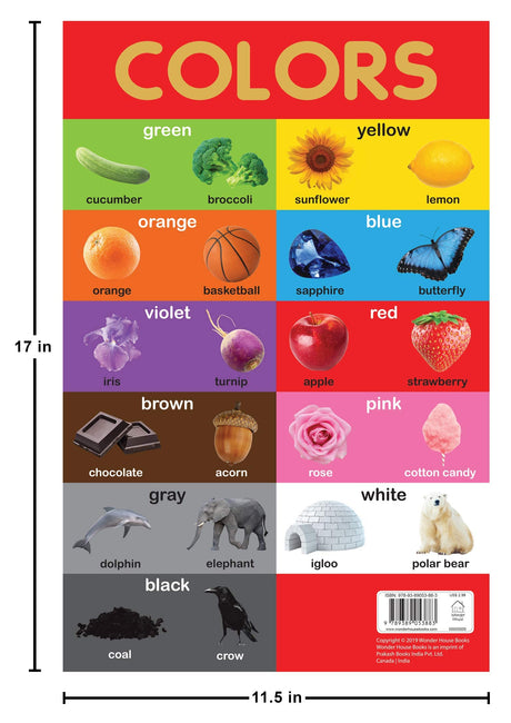 Colors Chart - Early Learning Educational Chart For Kids: Perfect For Homeschooling, Kindergarten and Nursery Students (11.5 Inches X 17.5 Inches) - Retail Maharaj