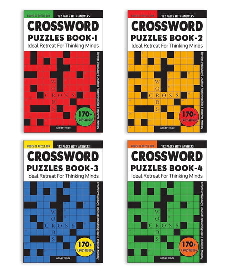 Crossword Puzzles Boxed Set (Set of 4 Books): Fun Word Games to Boost Vocabulary & Spelling | Ages 7–12 | 200+ Brain-Teasing Puzzles for Kids - Retail Maharaj