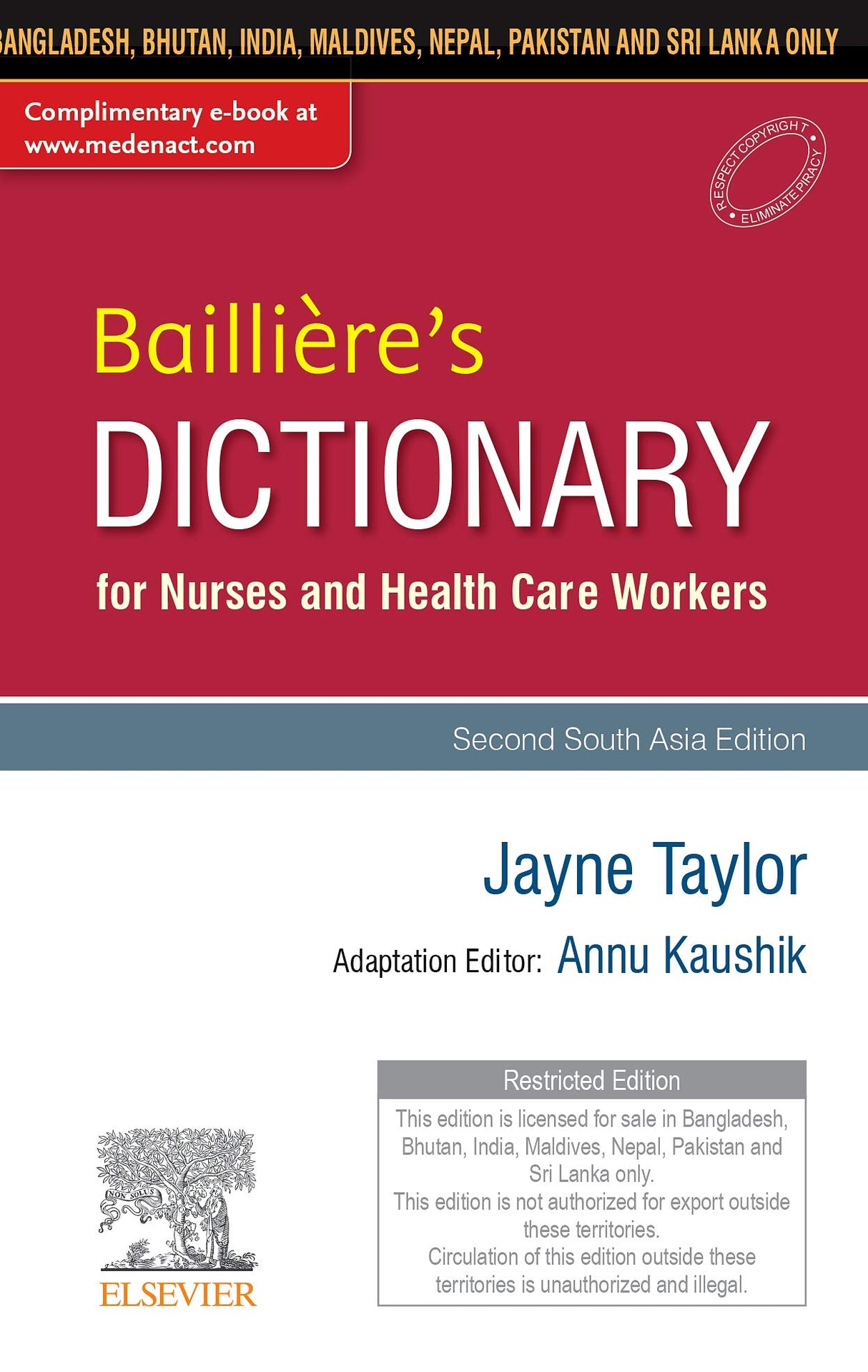 Bailliere's Nurses' Dictionary for Nurses and Health Care Workers: Second South Asia Edition - Retail Maharaj