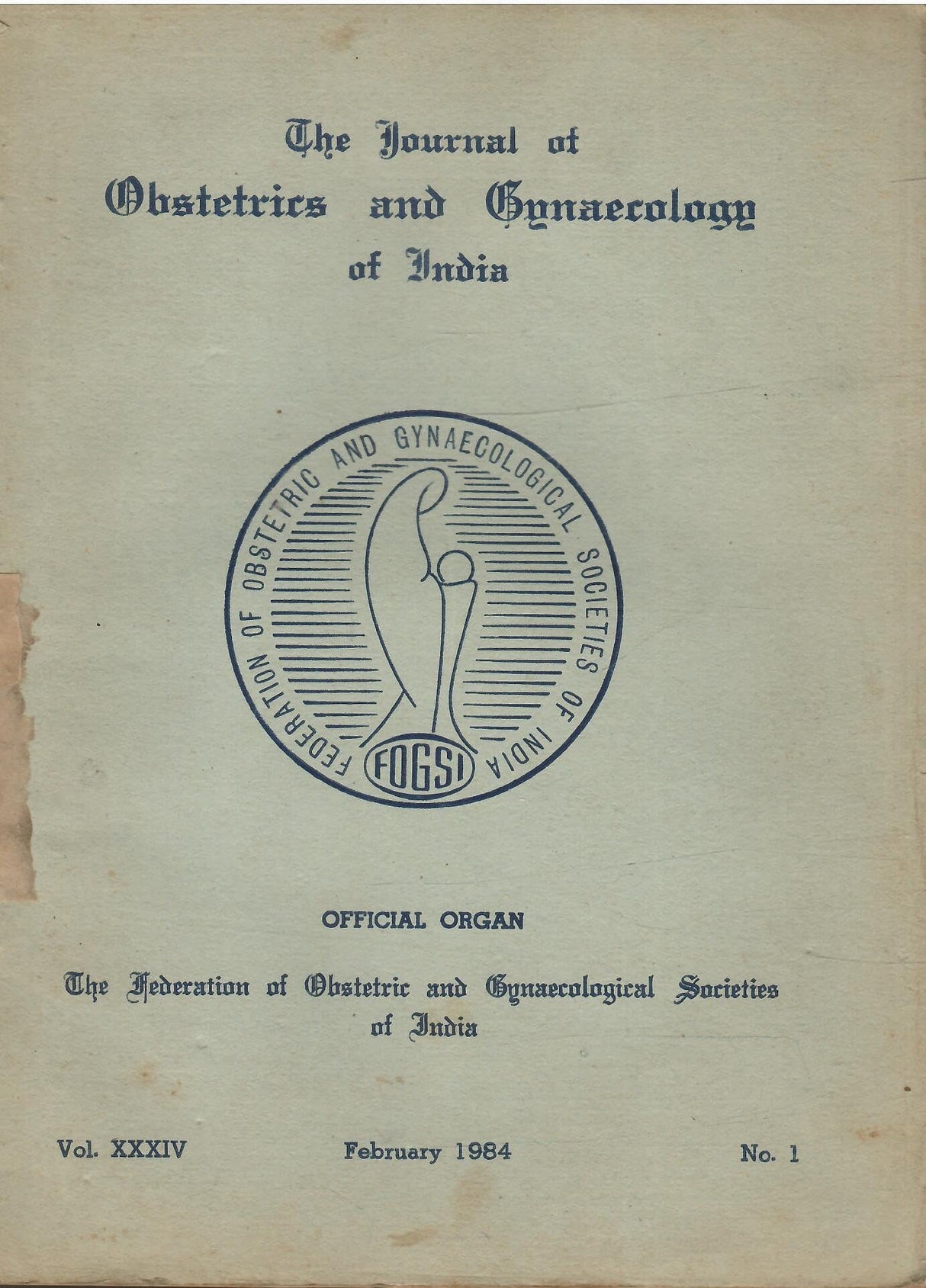 The Journal Of Obstetrics & Gynaecology Of India Vol. XXXIV , Nos. 1 , 2 , 3 , 4 , 5 , 6 ( Feruary 1984 to December 1984 ) ( Set Of 6 Books )