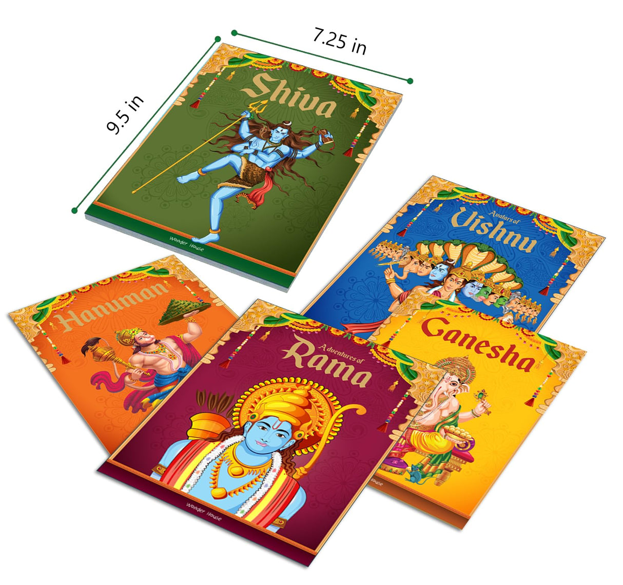 Children's First Mythology Stories (Illustrated) - Pack of 5 books (Ram, Shiva, Hanuman, Ganesha, Vishnu) - Storybook for Kids - Folklore - Traditional Values - 6 years to 10 years - Retail Maharaj