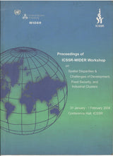 Proceedings Of ICSSR-Wider Workshopon Spatial Disparities & Challenges Of Development, Food Security, And Industrial Clusters