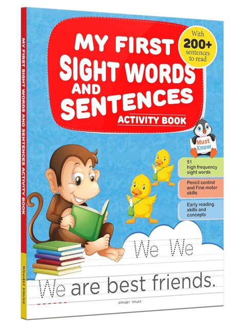 My First Sight Words and Sentences: Activity Book for Children | Build Early Reading & Writing Skills | Ages 4–7 | Fun Practice with Everyday Words - Retail Maharaj