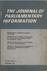 The Journal of Parliamentary Information September, 1983 (Vol. XXIX No. 3) - Special Issue on - Conference Of Chairmen Of Committees On The Welfare Of Scheduled Castes And Scheduled Tribes