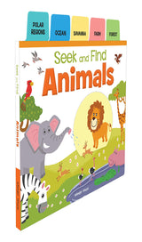 Seek And Find - Animals : Early Learning Board Books With Tabs - Retail Maharaj