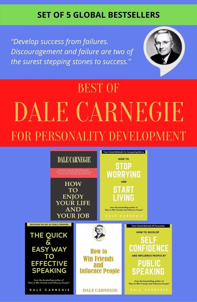 Best of Dale Carnegie For Personality Development Books (Set of 5) How To Stop Worrying & Start Living, How To Enjoy Your Life, How To Develop Self Confidence & Influence People & More 2 Books - Retail Maharaj