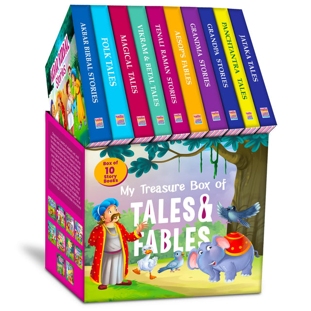 Treasure Box of Tales Fables – Boxset of 10 Board Books for Kids (Pack 1) | Includes : Early Learning Story Books Grandma , Grandpa , Panchatantra , ... , for Toddlers | Perfect Gift Set for Kids - Retail Maharaj