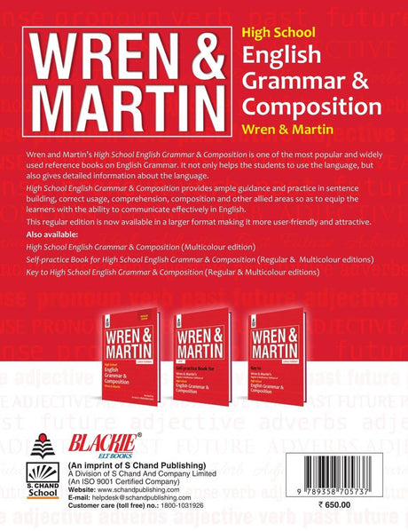 S Chand Wren & Martin's High School English Grammar & Composition – Regular Edition (2026 – 2027) | Updated English Grammar Rules, Exercises, Writing Skills, Vocabulary, Essays, Letters & Comprehension | Best Grammar Practice Book for Students - S Chand S - Retail Maharaj