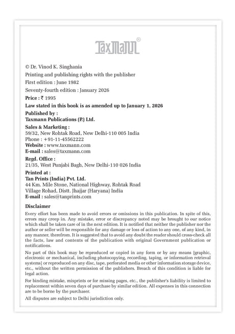 Taxmann's Students' Guide to Income Tax & GST | AY 2026-27 – Comprehensive Textbook that Systematically Bridges Statutory Theory & Practical Computation in Income-tax & GST - Retail Maharaj