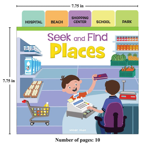 Seek And Find - Places : Early Learning Board Books With Tabs - Retail Maharaj
