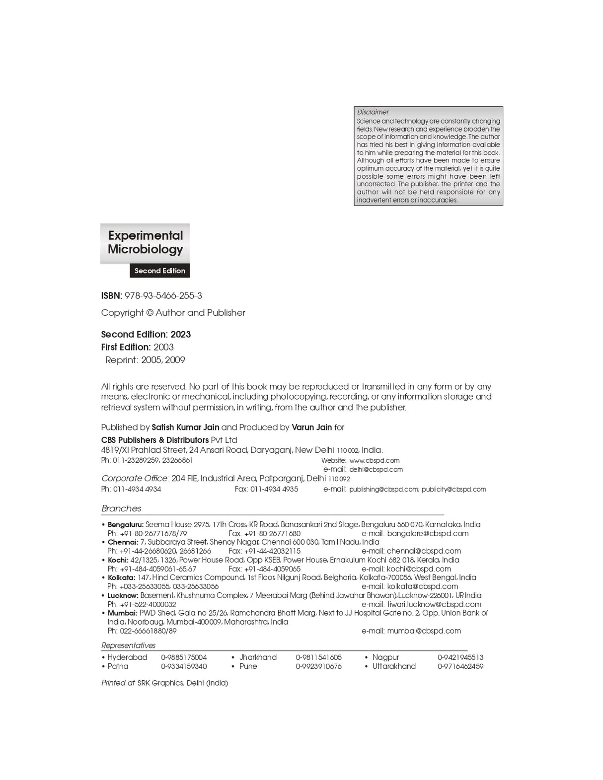 EXPERIMENTAL MICROBIOLOGY 2ED (PB 2023) - Retail Maharaj