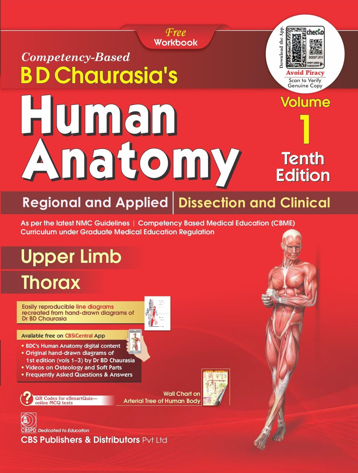 Bd Chaurasias Human Anatomy - 10Ed Vol 1 Regional And Applied Dissection And Clinical Upper Limb Thorax With Free Workbook And Ebooks (Pb 2025) - Retail Maharaj