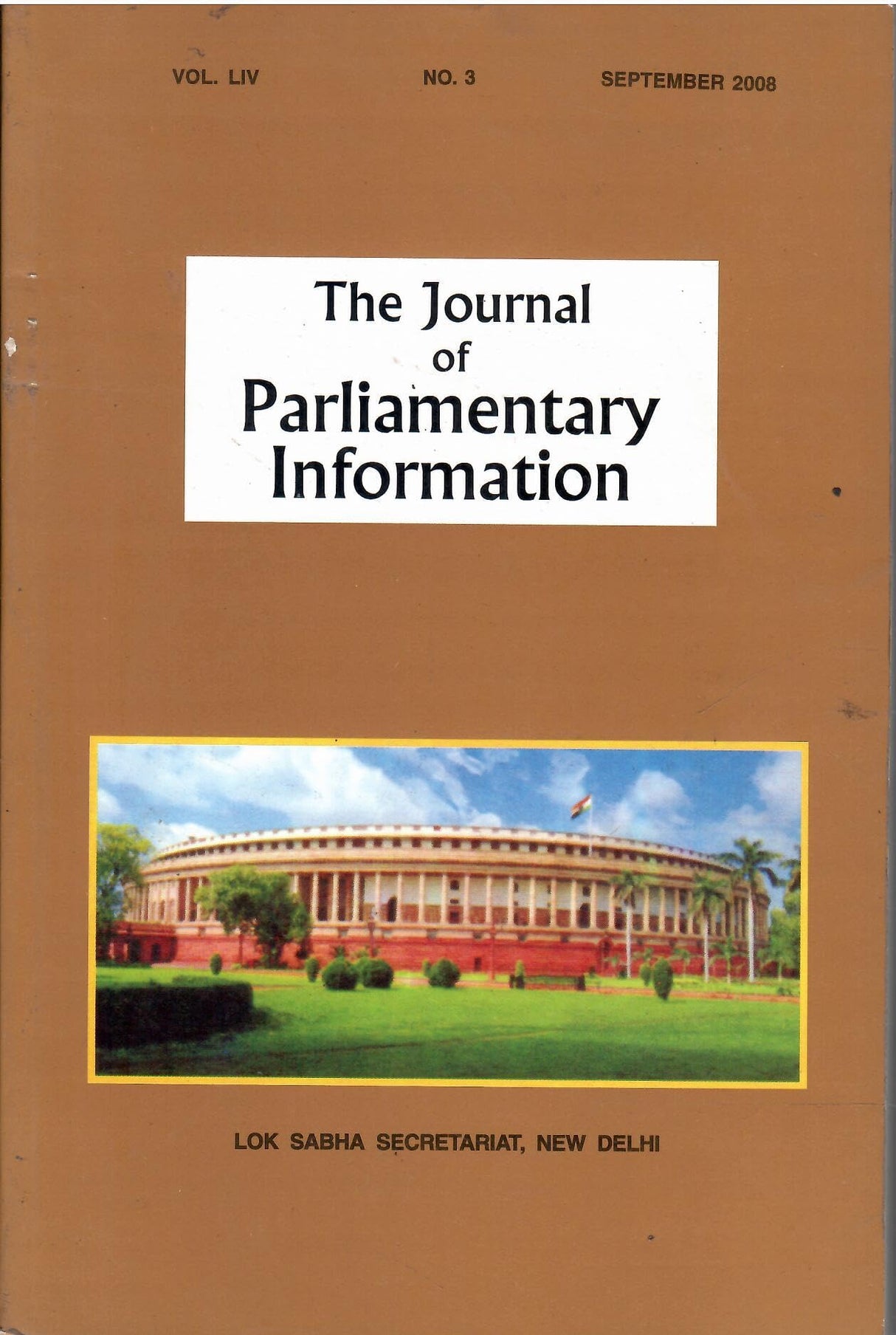 Parliamentary Information 2008 September (Vol. LIV No.3)