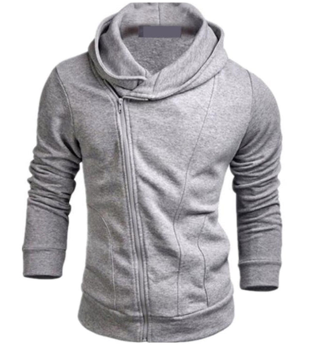 Sheng Xi Men Solid Cozy Zipper Cardigan Hoodie Sweatshirts Casual Outwear Light Grey XL - Retail Maharaj