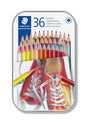 Staedtler Hexagonal Colored Pencils Metal Box Set of 36 - Retail Maharaj