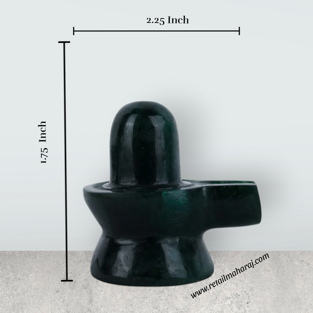 Green Zade Shiv Ling Murti - 2 x 2.25 Inches | Margaj Shiva Lingam Statue/ Shiv Ling Statue for Worship - Retail Maharaj