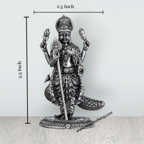 Murugan Statue With Peacock – 3.5 x 2.5 Inches | Silver Kartikeya Statue/ Antique Polish Murugan Silai for Home - Retail Maharaj