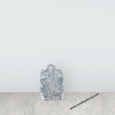 Sphatik Ganesh Murti - 1.5 x 1 Inches | Sphatik Ganpati Murti/ Spatik Vinayaka Statue for Pooja - Retail Maharaj