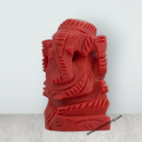 Coral Ganesh Murti - 1.25 x 1.25 Inches | Synthetic Ganpati Murti/Sitting Vinayaka Idol for Pooja & Car Dashboard - Retail Maharaj