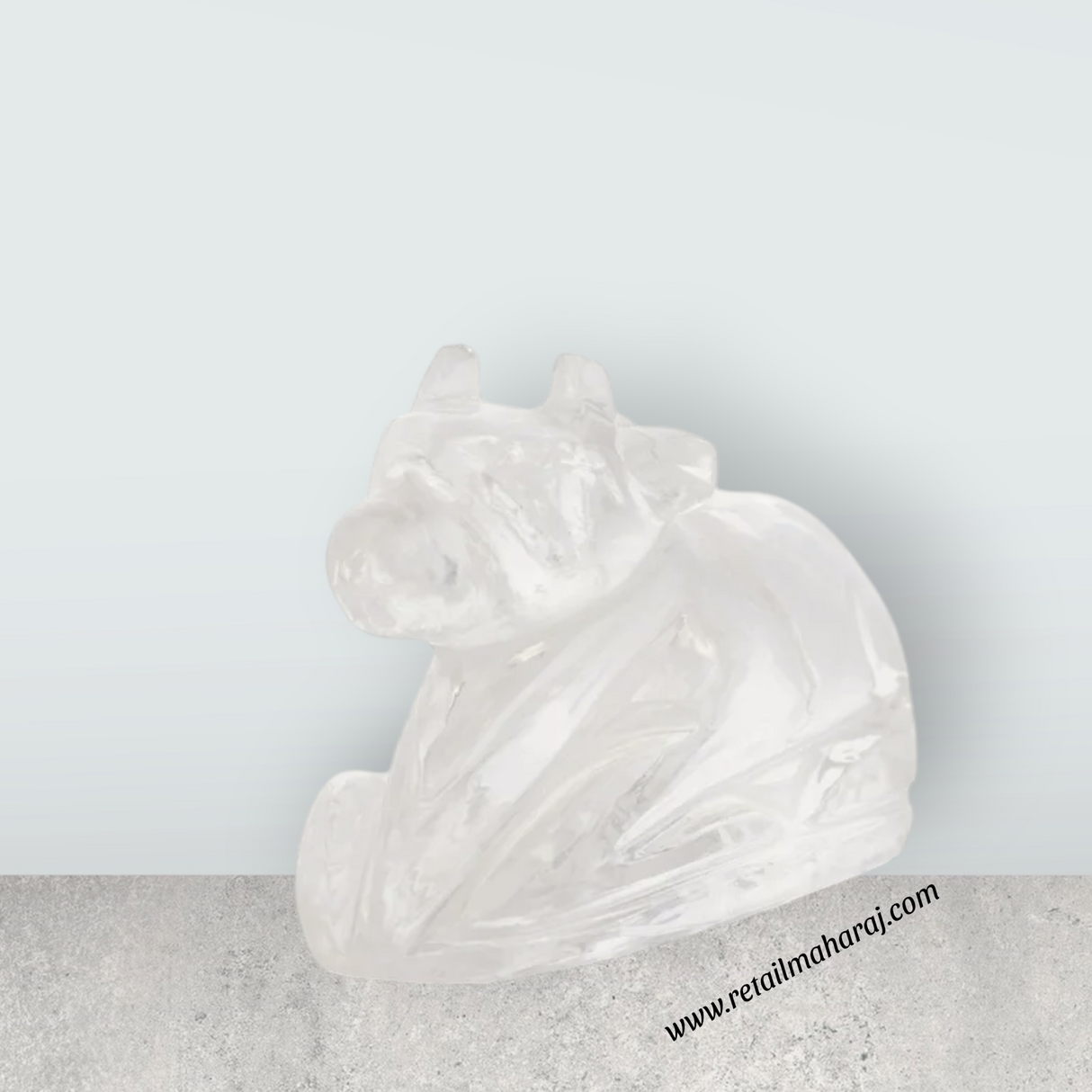Sphatik Nandi Statue - 1 x 1.75 Inches | Spatika Nandi Idol/ Sphatik Nandi Murti for Pooja/ 40 Gms Approx - Retail Maharaj
