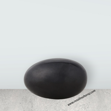 Black Banalingam - 2.5 x 1.5 Inches | Stone Idol / Shivaling / Banalinga Murti / Precious Stone Banaling for Pooja - Retail Maharaj