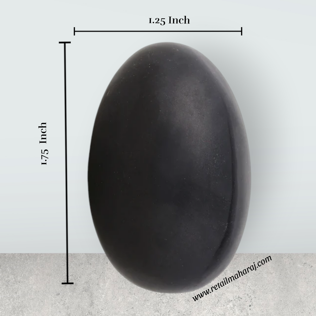 Black Banalingam - 2.5 x 1.5 Inches | Stone Idol / Shivaling / Banalinga Murti / Precious Stone Banaling for Pooja - Retail Maharaj