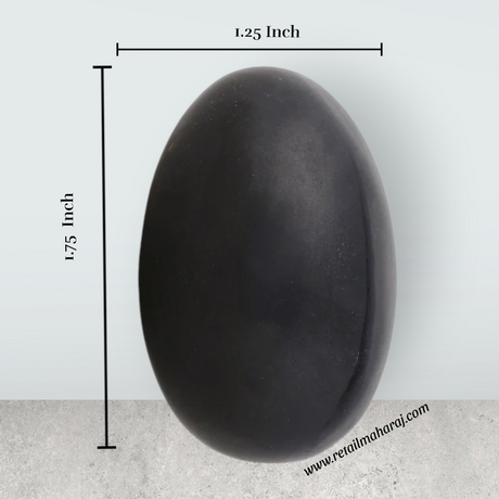 Black Banalingam - 2.5 x 1.5 Inches | Stone Idol / Shivaling / Banalinga Murti / Precious Stone Banaling for Pooja - Retail Maharaj