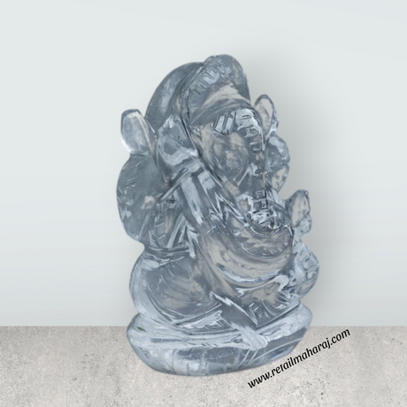 Sphatik Ganesh Murti - 3 x 1.5 Inches | Vinayaka Idol/ Sphatik Ganpati Idol for Pooja/ 80 Gms Approx - Retail Maharaj