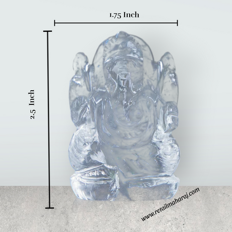 Sphatik Ganesh Murti - 2.5 x 1.75 Inches | Sphatik Ganpati Murti/ Spatik Vinayaka Statue for Pooja - Retail Maharaj