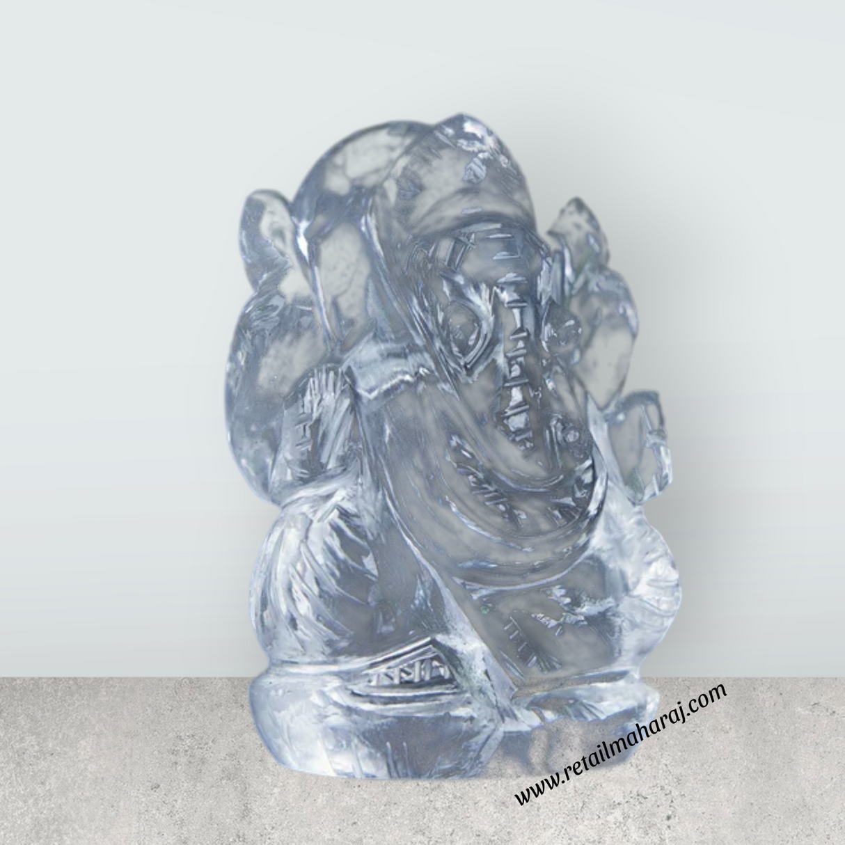 Sphatik Ganesh Murti - 2.5 x 1.75 Inches | Sphatik Ganpati Murti/ Spatik Vinayaka Statue for Pooja - Retail Maharaj
