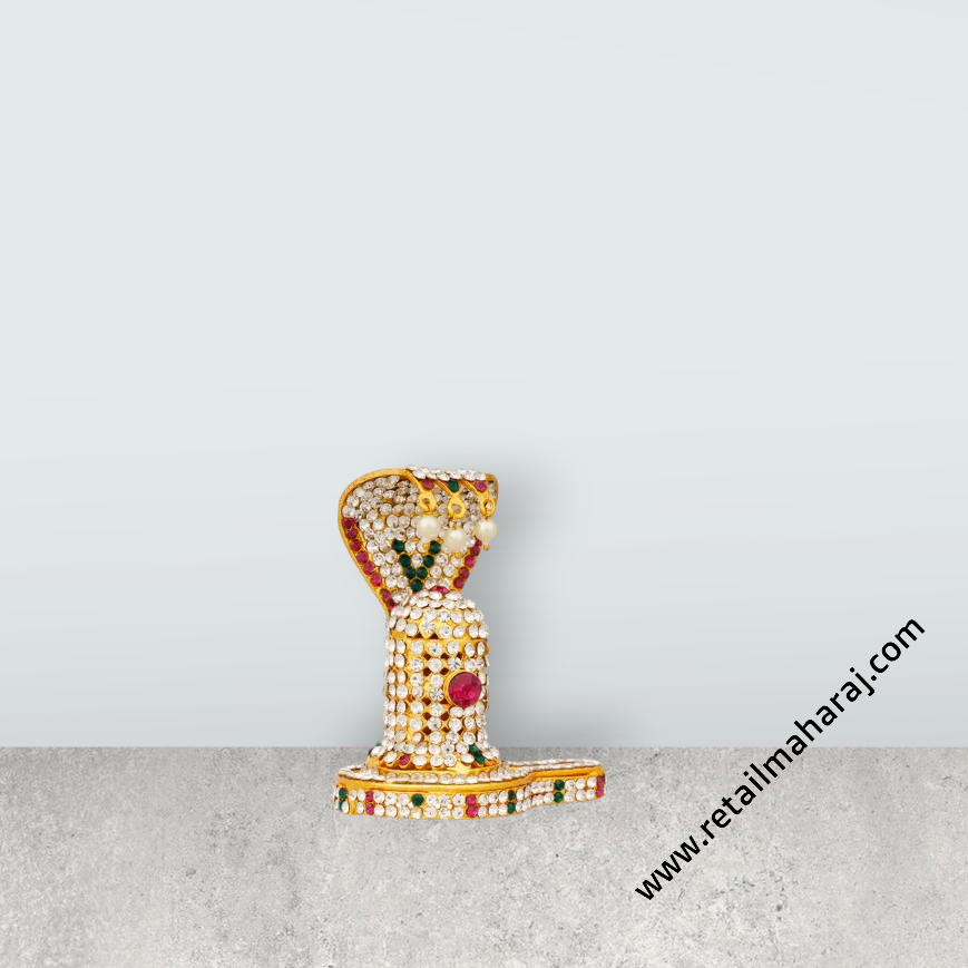 Shiv Ling Murti With Nagam - 3.25 x 2.75 Inches | Multicolour Stone & Beads Design Shiva Lingam Statue for Pooja - Retail Maharaj