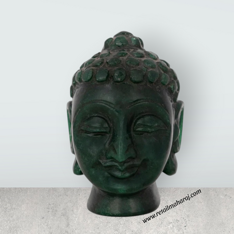 Zade Buddha Head Statue - 5 x 3.5 Inches | Buddha Face Statue / Head Of Buddha Statue for Home Decor - Retail Maharaj