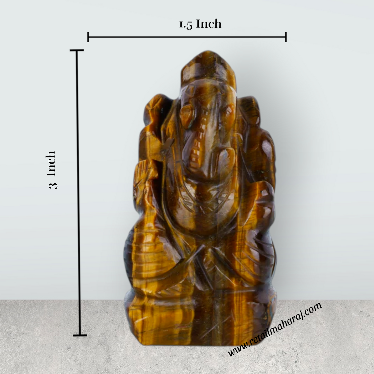 Tiger Eye Stone Ganesh Murti - 3 x 1.5 Inches | Tiger Eye Gemstone Ganpati Idol/ Ganpati Murti for Worship - Retail Maharaj