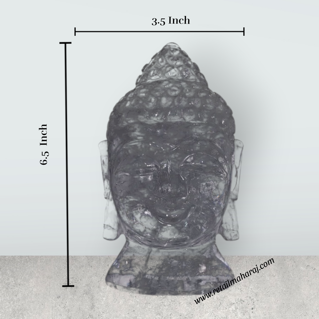 Buddha Head Statue - 6.5 x 3.5 Inches | Sphatik Buddha Face Idol / Head Of Buddha Statue for Home Decor - Retail Maharaj