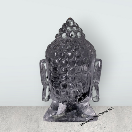Buddha Head Statue - 6.5 x 3.5 Inches | Sphatik Buddha Face Idol / Head Of Buddha Statue for Home Decor - Retail Maharaj