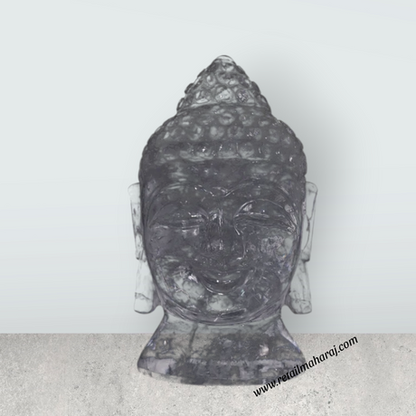 Buddha Head Statue - 6.5 x 3.5 Inches | Sphatik Buddha Face Idol / Head Of Buddha Statue for Home Decor - Retail Maharaj