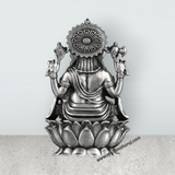 Ganesh Murti Sitting On Lotus - 3 x 1.75 Inches | Silver Ganpati Murti/ Antique Polish Vinayaka Idol for Pooja - Retail Maharaj