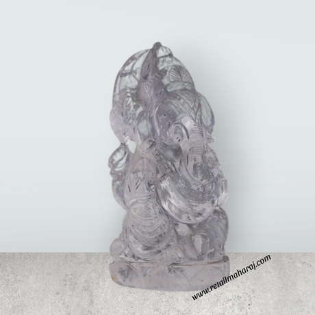 Ganesha Sitting On Base Murti - 4.5 x 2.5 Inches | Spatik Idol / Ganapathi Statue Decor for Home & Pooja - Retail Maharaj