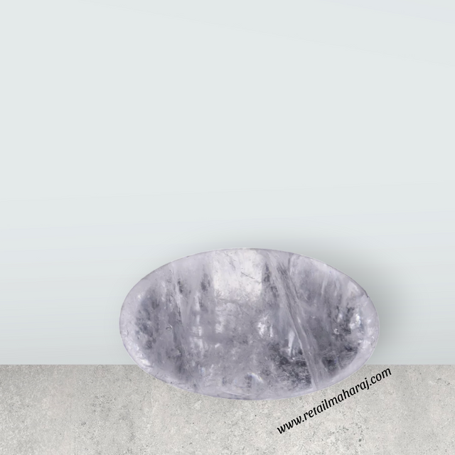 Spatika Banalingam - 3 x 3 Inches | Unclear Banalinga Shivling / Precious Stone Banalingam for Pooja - Retail Maharaj